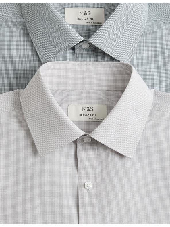 Marks & Spencer Kostkované košile normálního střihu pro snadné žehlení, 2 ks Marks & Spencer zelená