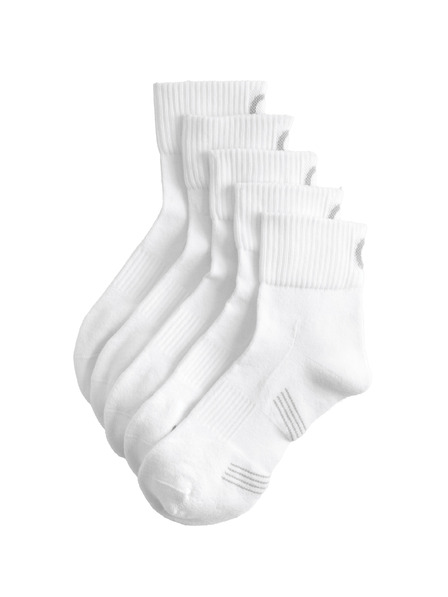 Marks & Spencer 5 párů sportovních odpružených ponožek s vysokým podílem bavlny, technologií Freshfeet a zesíleným chodidlem Marks & Spencer bílá