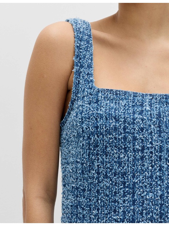 Marks & Spencer Splývavé denimové mini šaty z čisté bavlny ozdobené střapci Marks & Spencer námořnická modrá