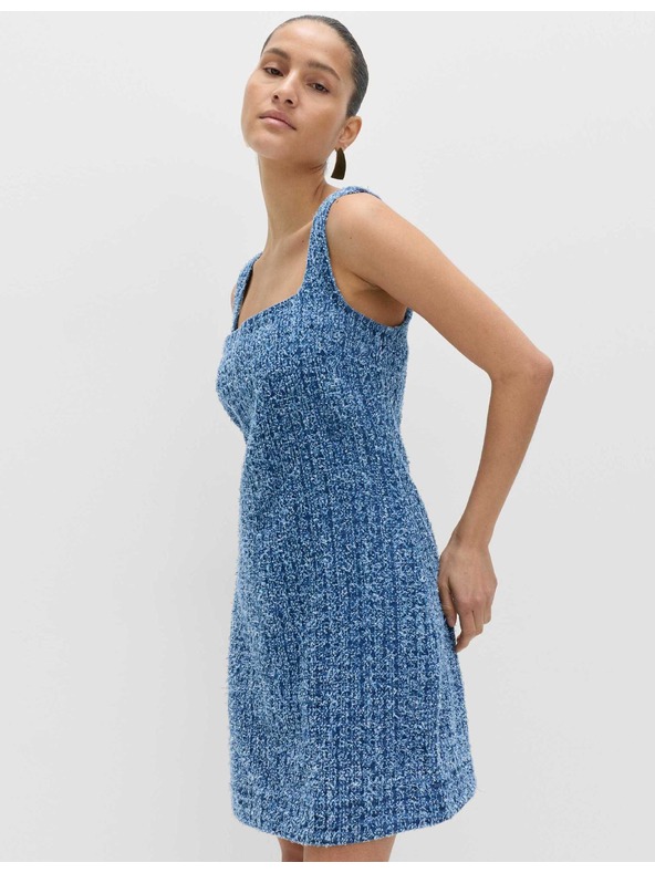 Marks & Spencer Splývavé denimové mini šaty z čisté bavlny ozdobené střapci Marks & Spencer námořnická modrá