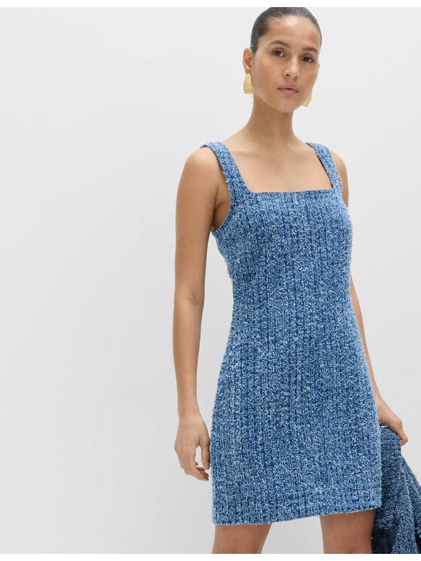 Marks & Spencer Splývavé denimové mini šaty z čisté bavlny ozdobené střapci Marks & Spencer námořnická modrá