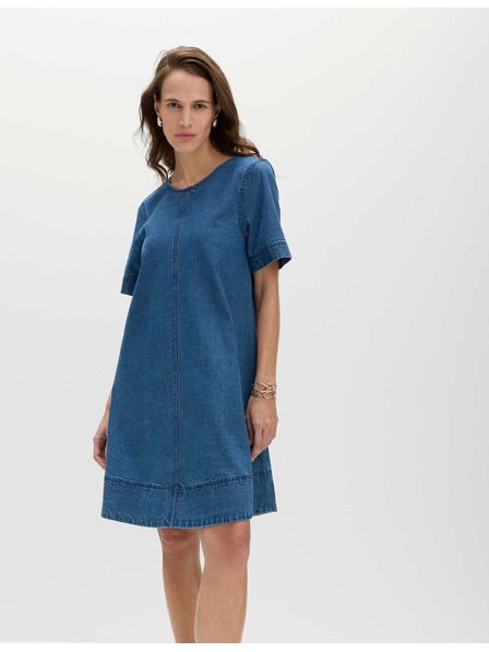 Marks & Spencer Splývavé denimové mini tričkové šaty z čisté bavlny Marks & Spencer námořnická modrá