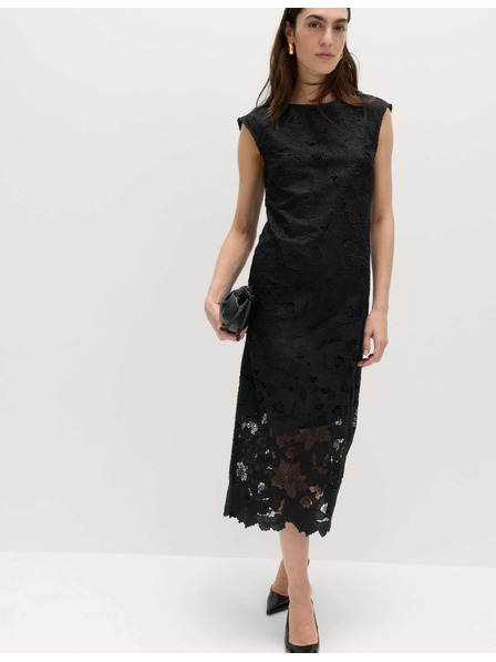 Marks & Spencer Midi pouzdrové šaty s krajkovými prostřihy Marks & Spencer černá
