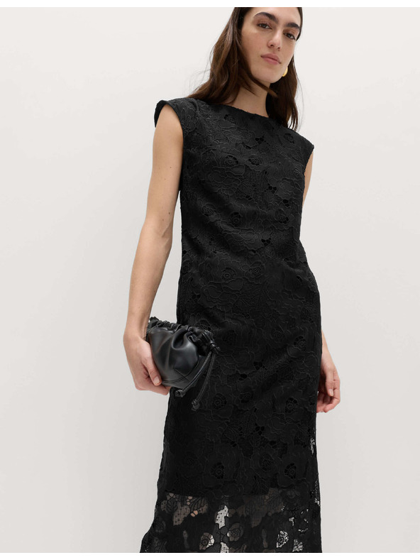 Marks & Spencer Midi pouzdrové šaty s krajkovými prostřihy Marks & Spencer černá