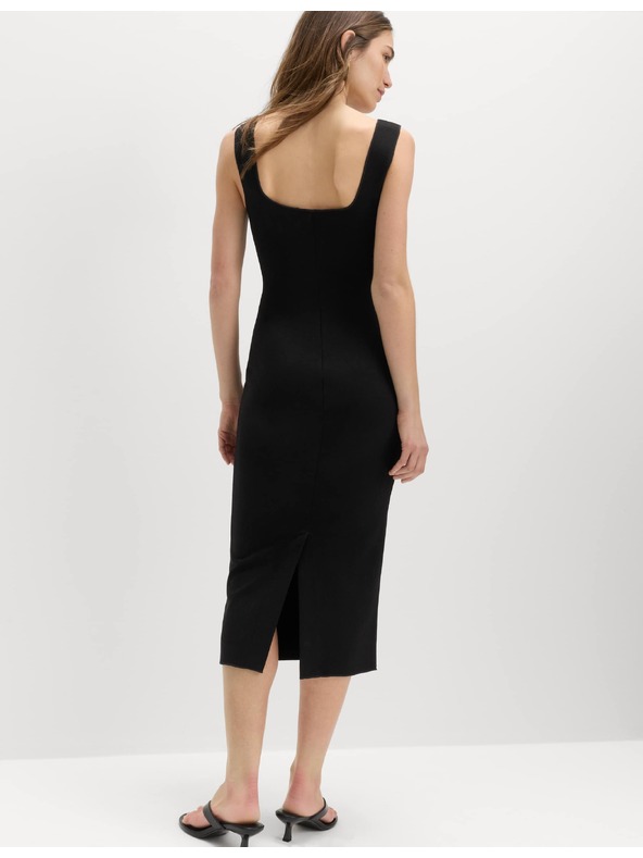 Marks & Spencer Žerzejové přiléhavé midi šaty s hranatým výstřihem Marks & Spencer černá