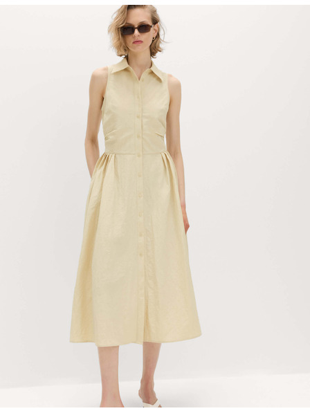 Marks & Spencer Propínací košilové midi šaty Marks & Spencer smetanová
