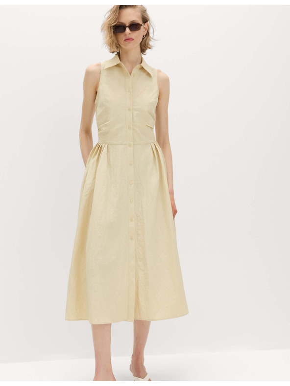 Marks & Spencer Propínací košilové midi šaty Marks & Spencer smetanová