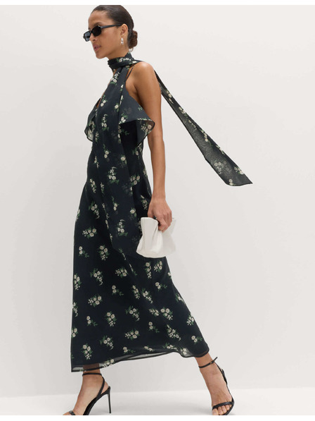 Marks & Spencer Květované košilkové midaxi šaty s ozdobnou šálou Marks & Spencer černá