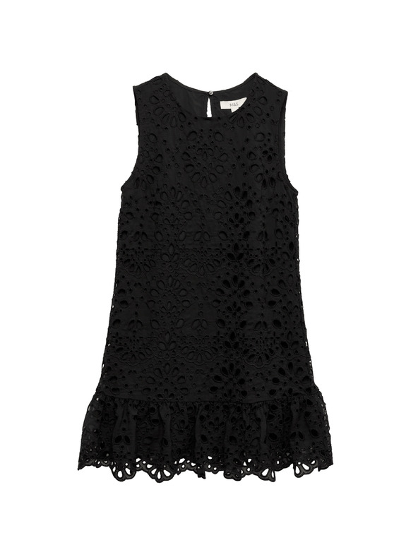 Marks & Spencer Splývavé mini šaty s prostřihovanou výšivkou Marks & Spencer černá