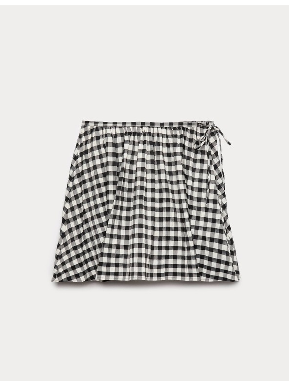 Marks & Spencer Miniaturní kolová sukně z materiálu Gingham ze směsi bavlny Marks & Spencer černá