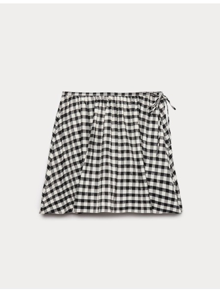 Marks & Spencer Miniaturní kolová sukně z materiálu Gingham ze směsi bavlny Marks & Spencer černá