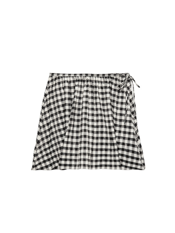 Marks & Spencer Miniaturní kolová sukně z materiálu Gingham ze směsi bavlny Marks & Spencer černá