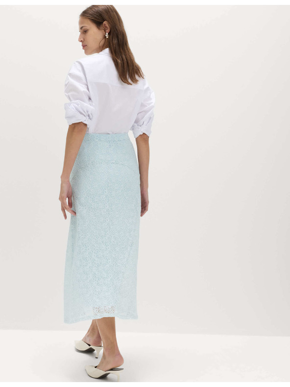 Marks & Spencer Midi sukně áčkového střihu s krajkou a vysokým podílem bavlny Marks & Spencer modrá