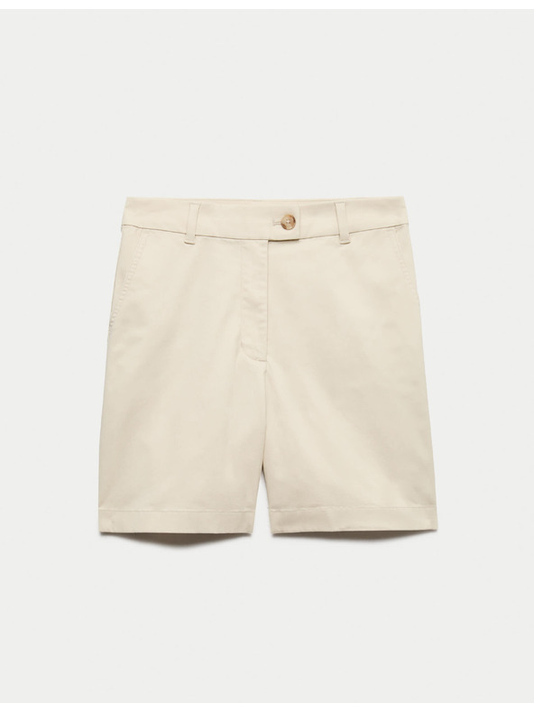 Marks & Spencer Chino šortky s vysokým pasem s vysokým podílem bavlny Marks & Spencer smetanová