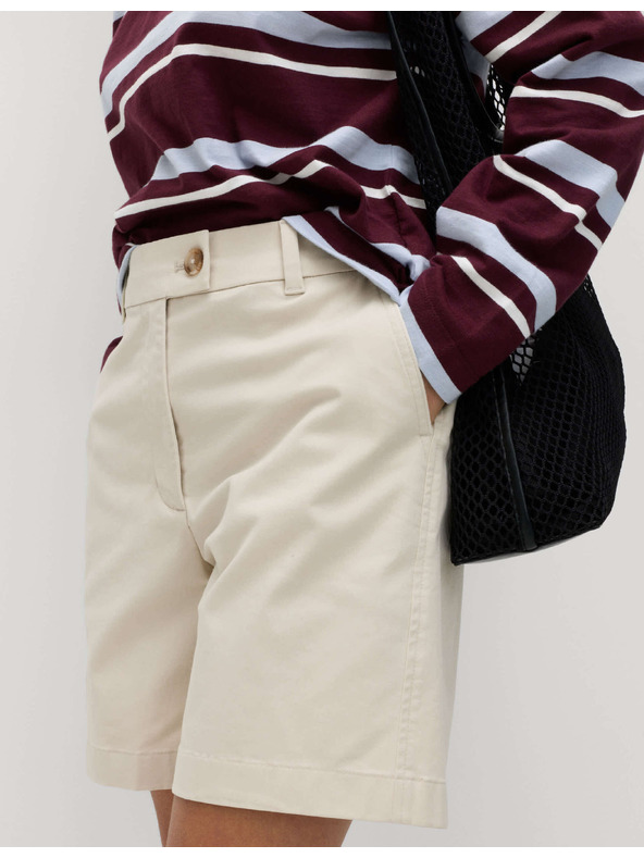 Marks & Spencer Chino šortky s vysokým pasem s vysokým podílem bavlny Marks & Spencer smetanová