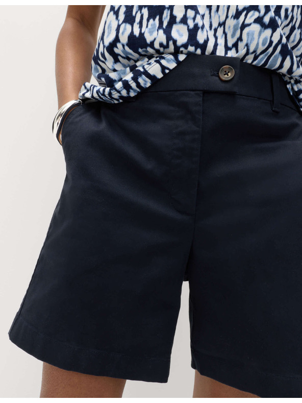 Marks & Spencer Chino šortky s vysokým pasem s vysokým podílem bavlny Marks & Spencer námořnická modrá
