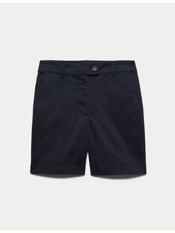 Marks & Spencer Chino šortky s vysokým pasem s vysokým podílem bavlny Marks & Spencer námořnická modrá