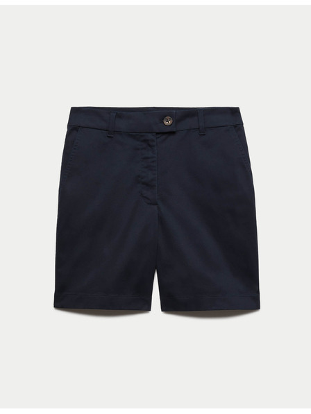 Marks & Spencer Chino šortky s vysokým pasem s vysokým podílem bavlny Marks & Spencer námořnická modrá