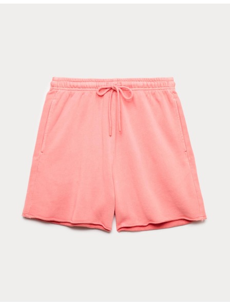 Marks & Spencer Teplákové šortky s vysokým pasem z čisté bavlny Marks & Spencer růžová