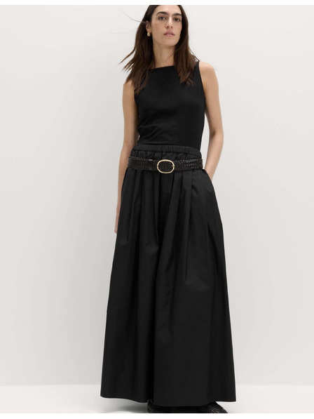 Marks & Spencer Plisovaná maxi sukně z čisté bavlny Marks & Spencer černá
