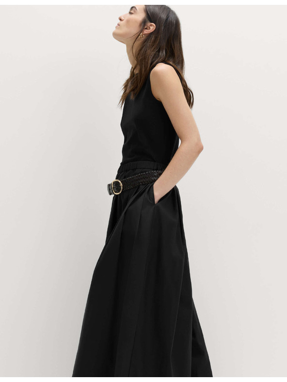 Marks & Spencer Plisovaná maxi sukně z čisté bavlny Marks & Spencer černá