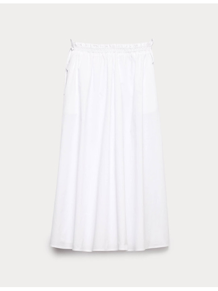 Marks & Spencer Popelínová midi sukně z čisté bavlny Marks & Spencer bílá