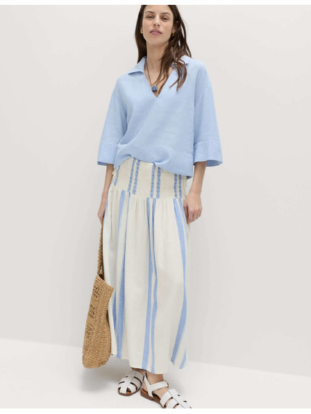 Marks & Spencer Maxi sukně s vysokým podílem lnu a zavazováním Marks & Spencer modrá