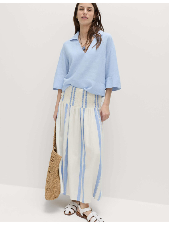 Marks & Spencer Maxi sukně s vysokým podílem lnu a zavazováním Marks & Spencer modrá