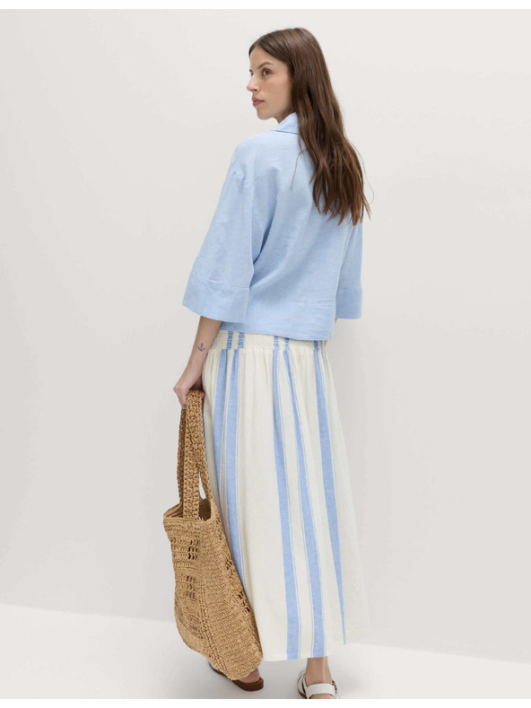 Marks & Spencer Maxi sukně s vysokým podílem lnu a zavazováním Marks & Spencer modrá