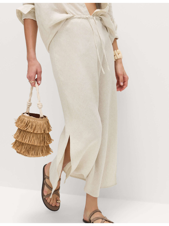 Marks & Spencer Áčková maxi sukně s vysokým podílem lnu Marks & Spencer béžová