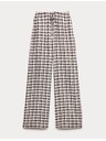 Marks & Spencer Kalhoty z materiálu Gingham, s vysokým podílem lnu s širokými nohavicemi Marks & Spencer hnědá