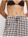 Marks & Spencer Kalhoty z materiálu Gingham, s vysokým podílem lnu s širokými nohavicemi Marks & Spencer hnědá