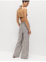 Marks & Spencer Kalhoty z materiálu Gingham, s vysokým podílem lnu s širokými nohavicemi Marks & Spencer hnědá