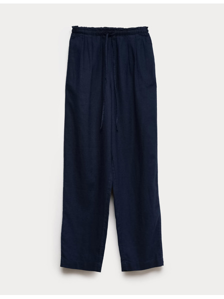 Marks & Spencer Mírně zúžené kalhoty s elastickým pasem s vysokým podílem lnu Marks & Spencer námořnická modrá