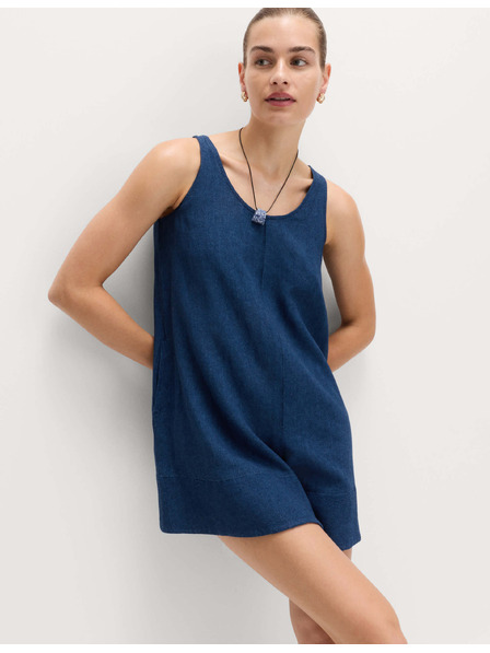 Marks & Spencer Kombinéza bez rukávů s vázáním a vysokým podílem lnu Marks & Spencer námořnická modrá