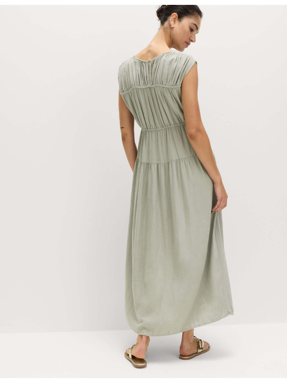 Marks & Spencer Maxi šaty se zvýrazněným pasem a nabíraným lnem Marks & Spencer zelená