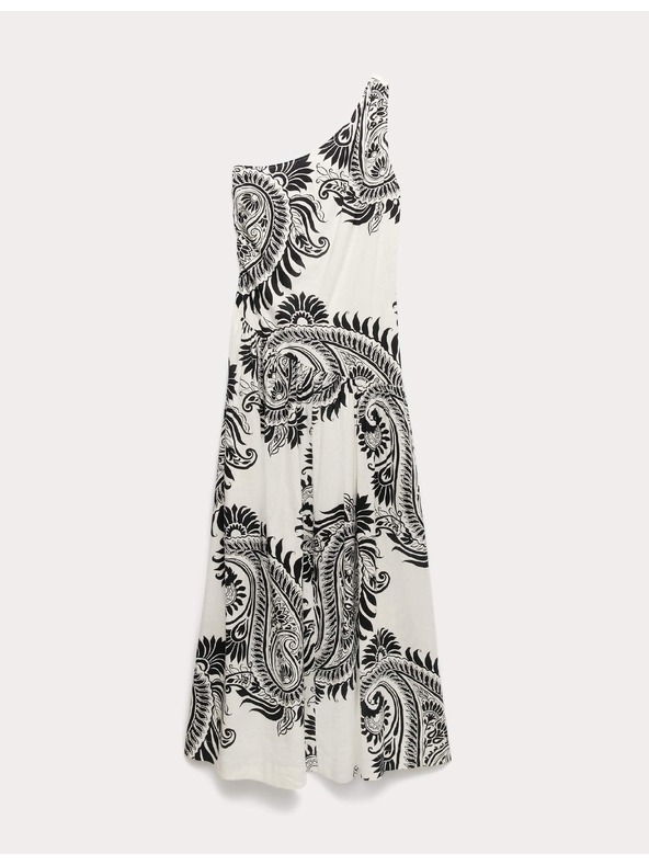 Marks & Spencer Splývavé maxi šaty na jedno rameno s vysokým podílem lnu Marks & Spencer černá
