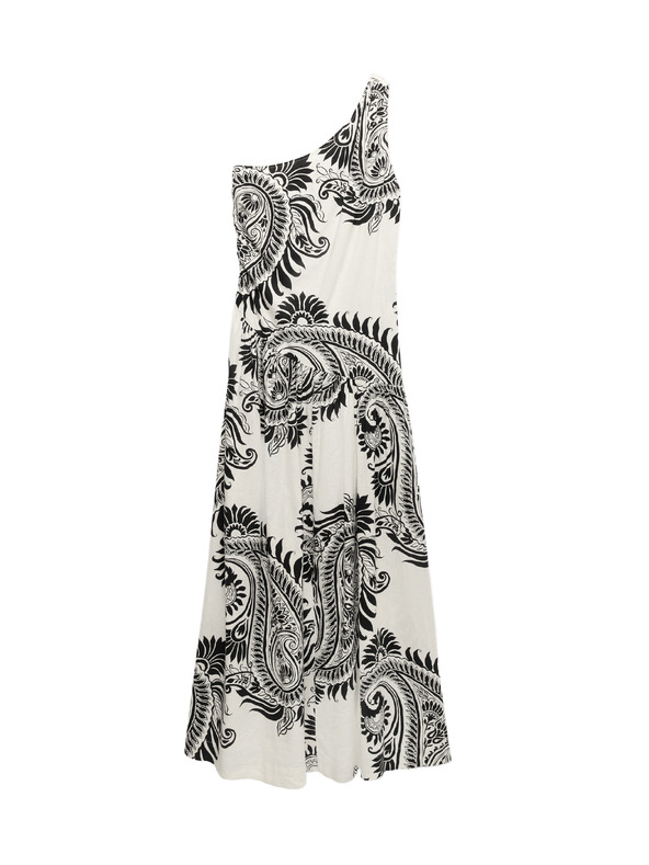 Marks & Spencer Splývavé maxi šaty na jedno rameno s vysokým podílem lnu Marks & Spencer černá