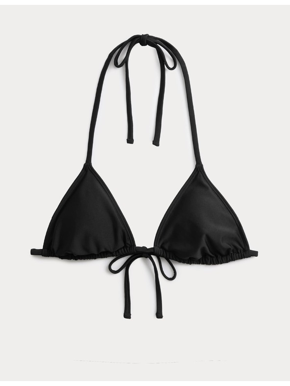 Marks & Spencer Řasený trojúhelníkový horní díl bikin se zavazováním za krk Marks & Spencer černá