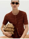 Marks & Spencer Zkrácený texturovaný kardigan ze směsi bavlny Marks & Spencer hnědá