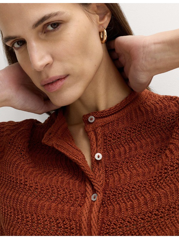 Marks & Spencer Zkrácený texturovaný kardigan ze směsi bavlny Marks & Spencer hnědá