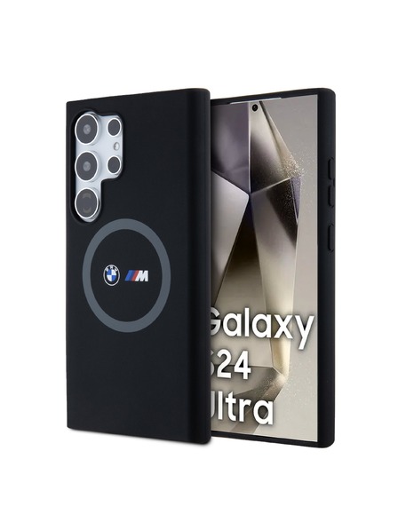 BMW BMW M Printed Round and Logo Magsafe Silikonový Kryt pro Samsung Galaxy S24 Ultra Black