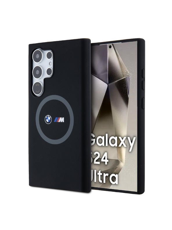 BMW BMW M Printed Round and Logo Magsafe Silikonový Kryt pro Samsung Galaxy S24 Ultra Black