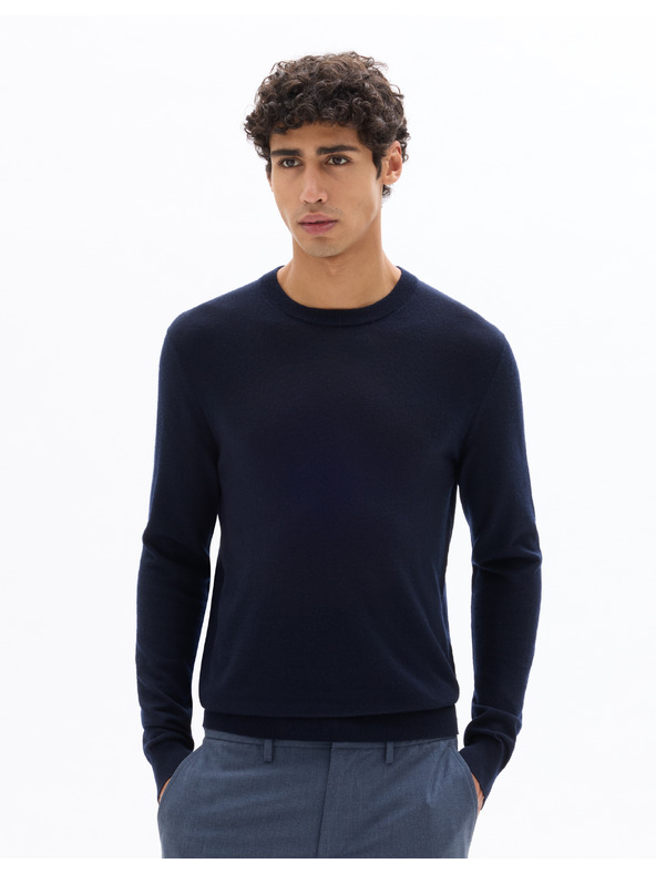 Celio Tmavě modrý vlněný basic svetr Celio Semerirond