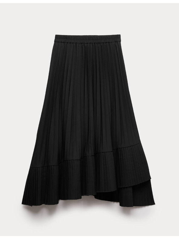 Marks & Spencer Plisovaná asymetrická midi sukně Marks & Spencer černá