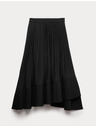 Marks & Spencer Plisovaná asymetrická midi sukně Marks & Spencer černá