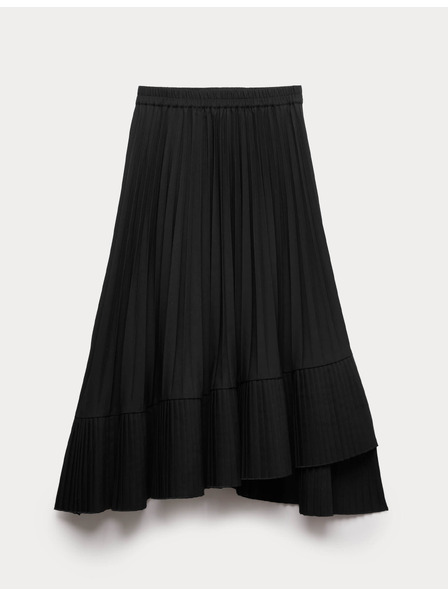 Marks & Spencer Plisovaná asymetrická midi sukně Marks & Spencer černá