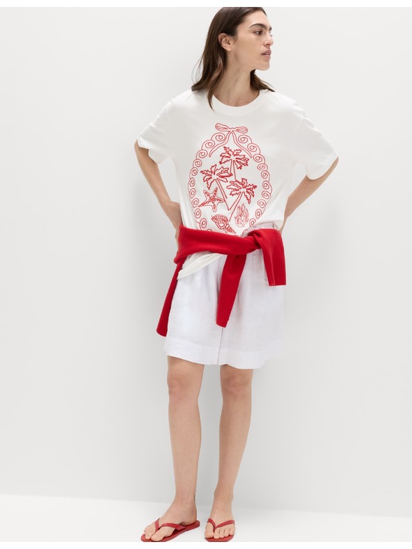 Marks & Spencer Oversized tričko s grafikou z čisté bavlny Marks & Spencer bílá