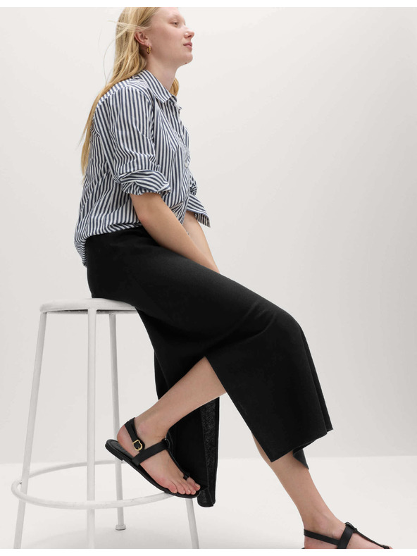 Marks & Spencer Áčková maxi sukně s vysokým podílem lnu Marks & Spencer černá