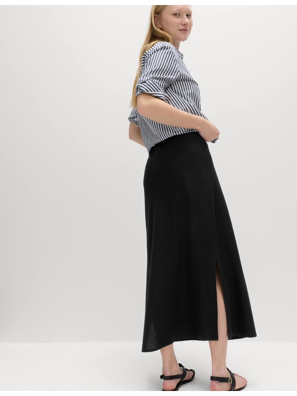 Marks & Spencer Áčková maxi sukně s vysokým podílem lnu Marks & Spencer černá